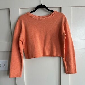 Zara Orange Cropped Knit Sweater Top